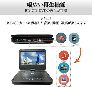 Amazon | ポータブル ブルーレイプレーヤー ポータブルdvdプレーヤー