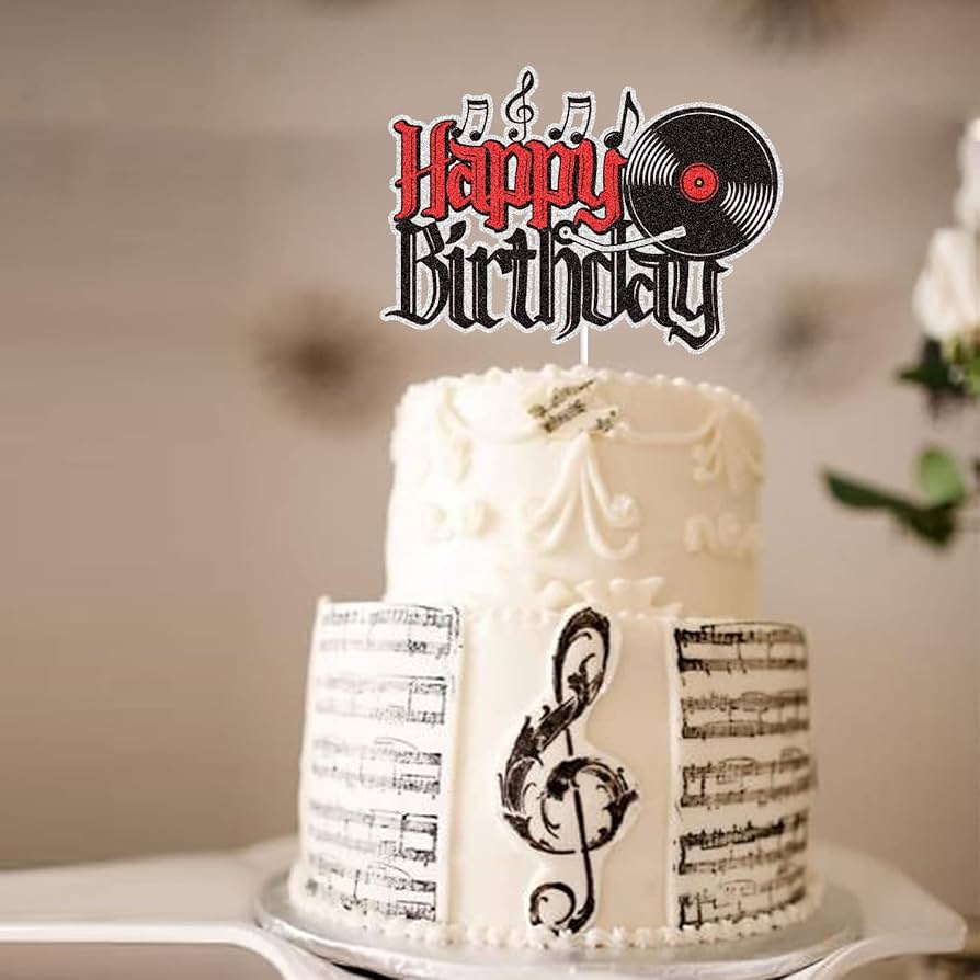 Amazon.co.jp: レコード Happy Birthday ケーキトッパー ブラック