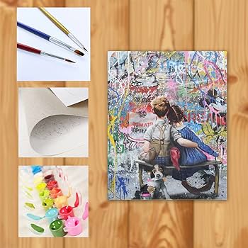 Amazon.co.jp: Hzong 数字油絵 Banksy バンクシー 落書き モダンアート