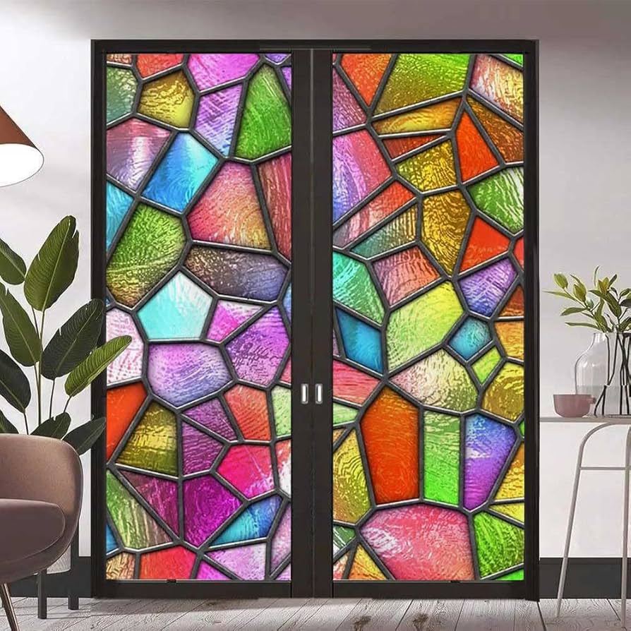 Amazon｜ステンドグラス ウィンドウフィルム 自己粘着 カラフル