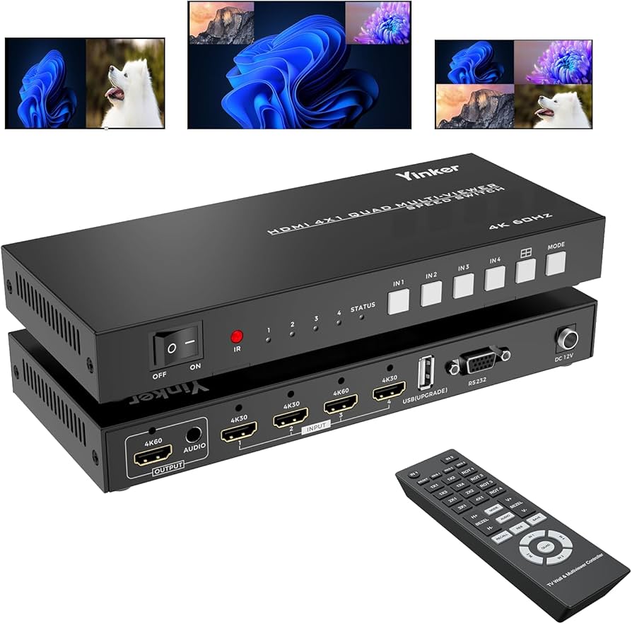 Amazon.com: 4K HDMI Quad Multi-viewer 4x1, Yinker 4 in 1 Out HDMI