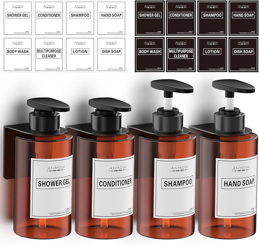 Amazon.com: Anhow Shampoo and Conditioner Dispenser (Set of 4/10.2