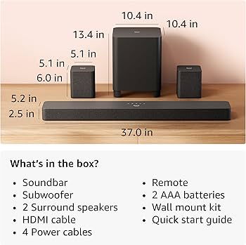 Fire TV Soundbar Plus with subwoofer and surround sound speakers