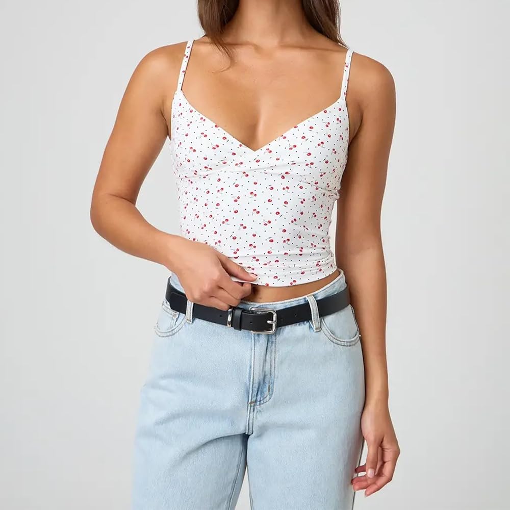 トップス Cherry Pattern Strap Top pale mauve / M トップス Cherry