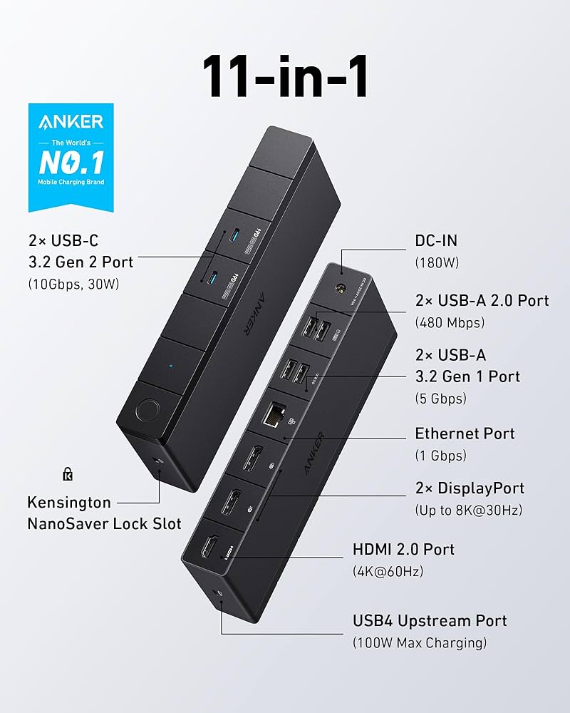 Anker 568 USB-C Docking Station (11-in-1, USB4), Up to 100W