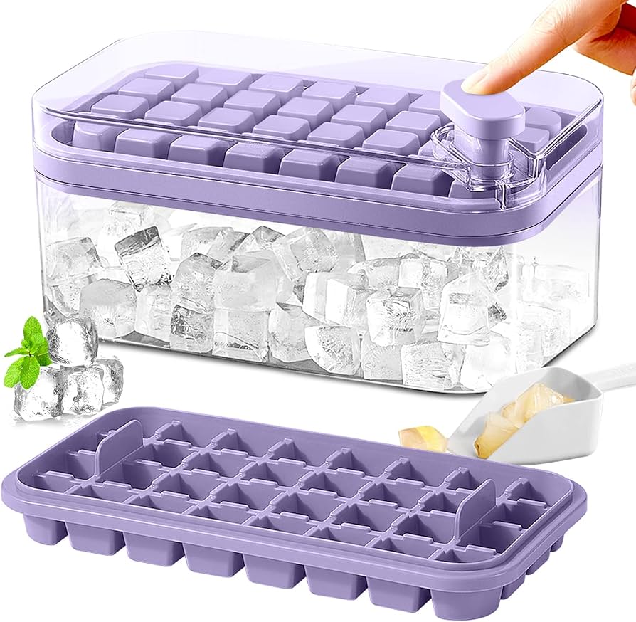 Amazon.com: Ice Cube Tray with Lid and Bin for Freezer, 2 Pack, 64