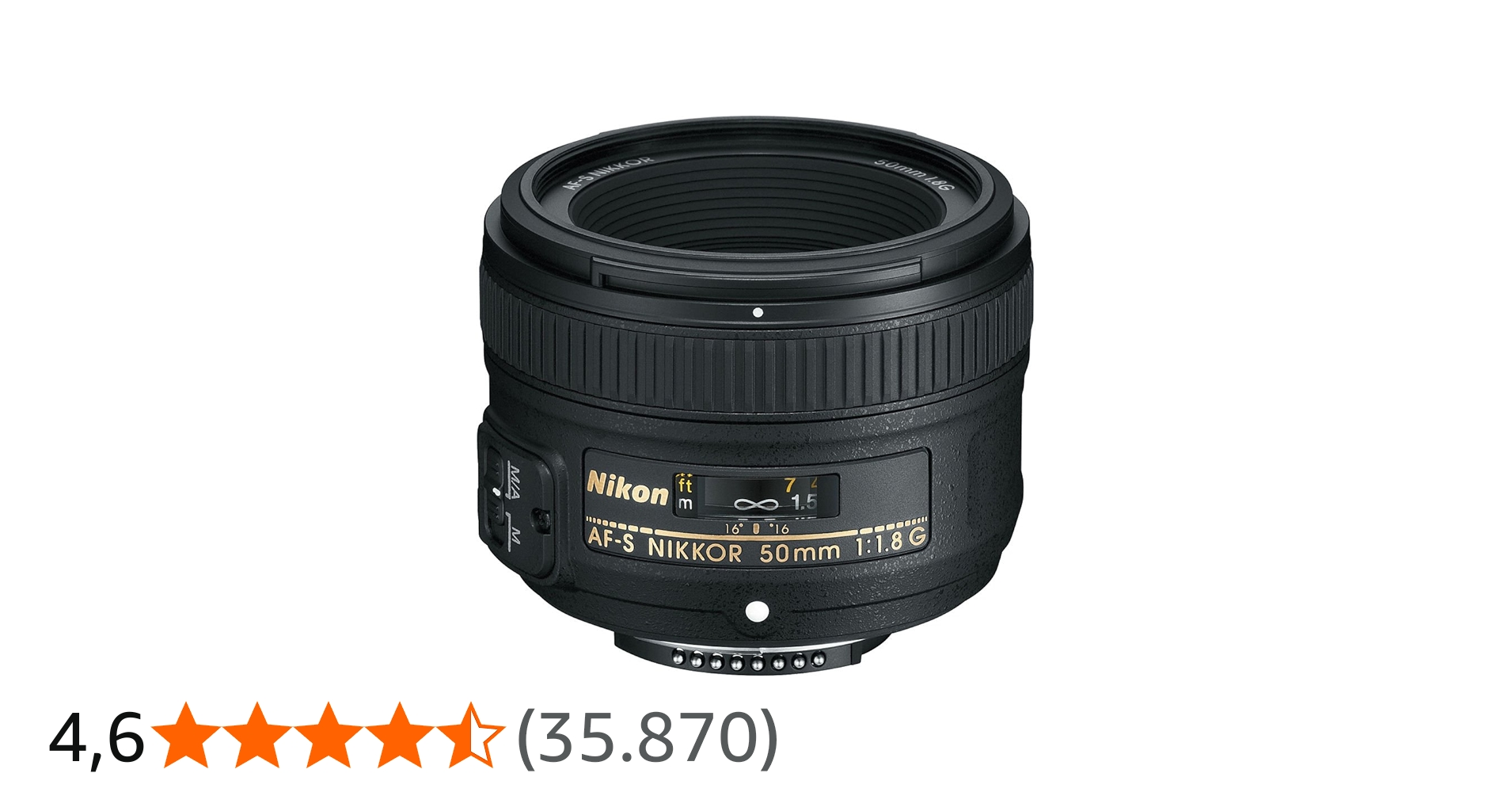 Nikon Obiettivo Nikkor AF-S 50 mm f/1.8G, Nero [Versione EU