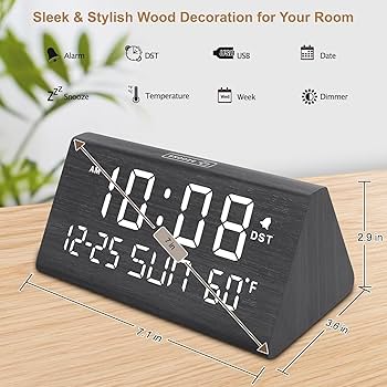Amazon.com: DreamSky Digital Alarm Clocks for Bedrooms - Wooden