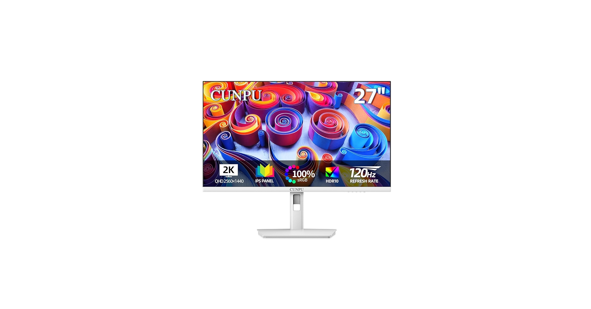 Amazon.com: CUNPU 27 Inch White Gaming Monitor, 2K QHD 120Hz IPS