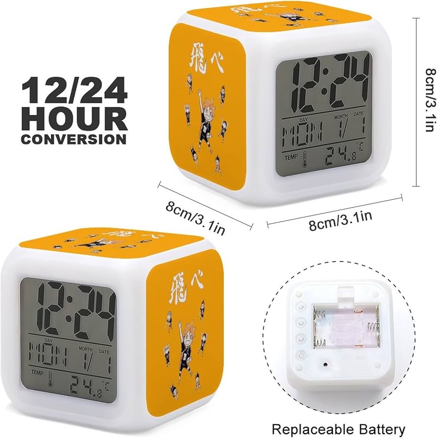 Amazon.co.jp: ハイキュー!! 目覚まし時計 デジタル置き時計 温度湿度