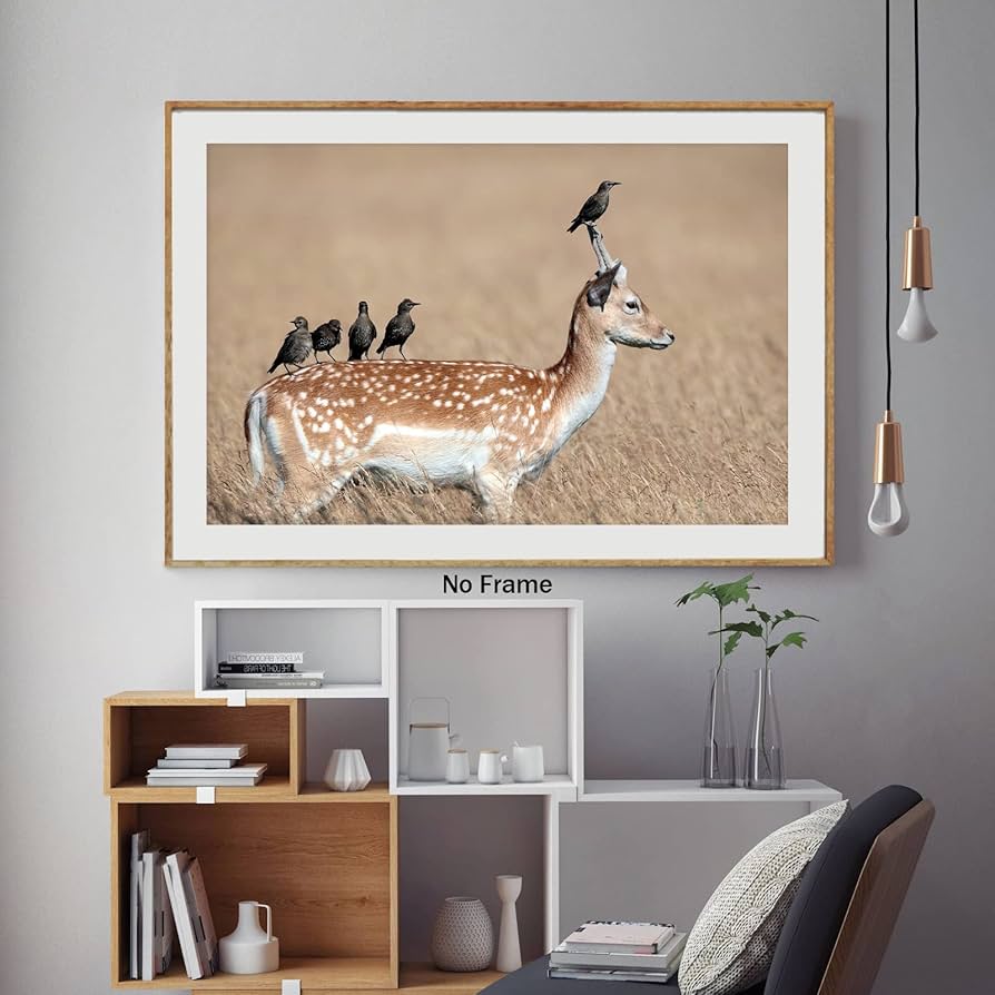 Amazon.co.jp: 鹿 キャンバス ウォールアート 動物 野生動物