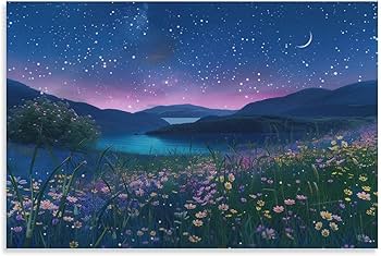 Amazon.co.jp: 絵画 星空、月光、ファンタジー、風景 アートパネル