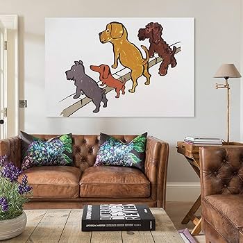 Amazon.co.jp: レイモン・サヴィニャック 4匹の犬ポスター壁紙、アート