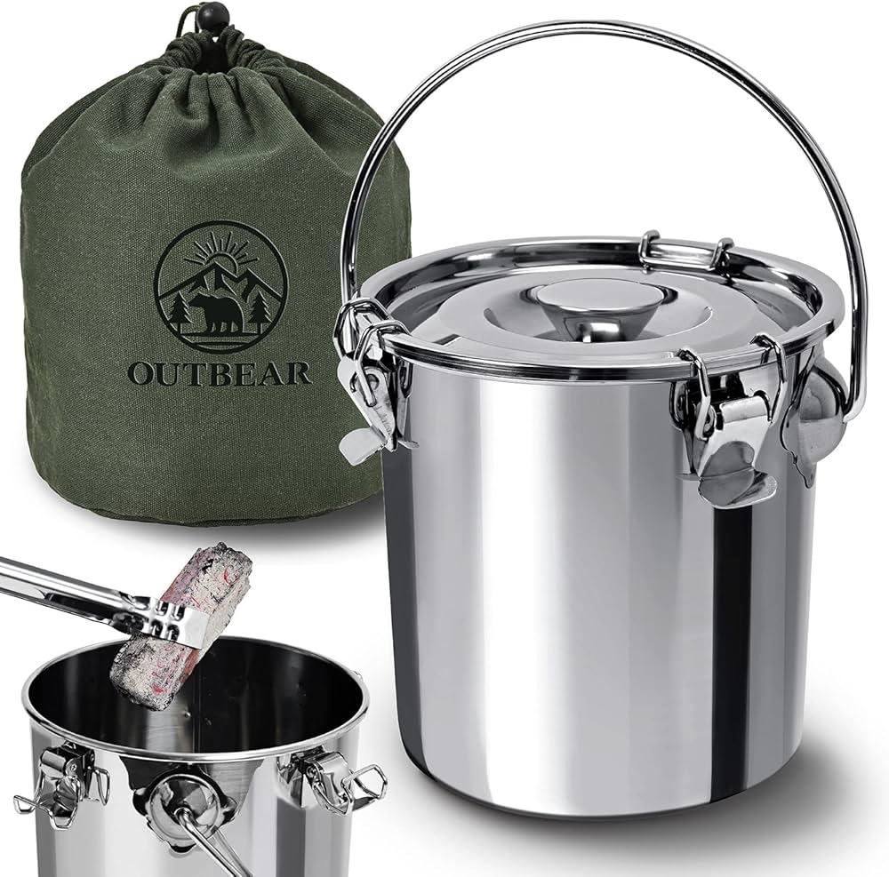 Amazon.co.jp: OUTBEAR【秒速消火】 火消し壺 ステンレス 帆布袋付き