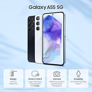 Samsung Galaxy A55 5G (Awesome Navy, 8GB RAM, 256GB Storage) | AI
