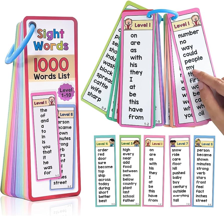 Amazon.com: Zwttey 1000 Sight Words 41 Double-Side Flash Cards