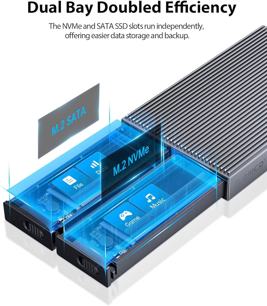 Amazon.com: ORICO Dual M.2 NVMe SATA SSD Enclosure, USB C to M2