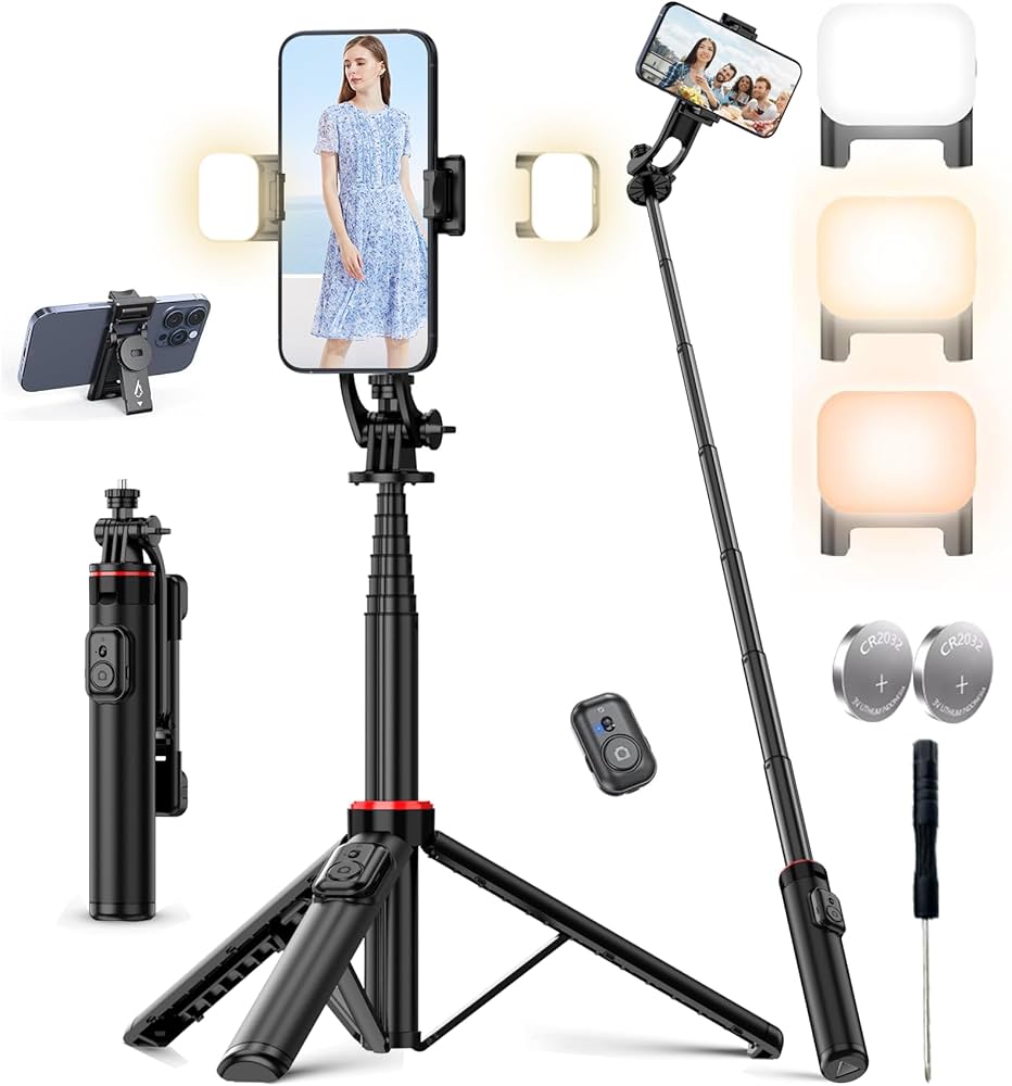 Amazon | 自撮り棒 スマホ 三脚 【1台4役・写真も動画も撮れる・3色&2