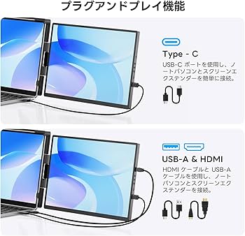 Amazon.co.jp: Dopesplay 1200P 360°回転 1画面 デュアルモニター 14