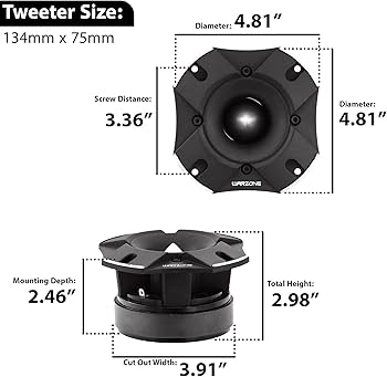 Amazon.com: Warzone WZ80TW 4.81-Inch Super Tweeter Speaker, 4 Ohm