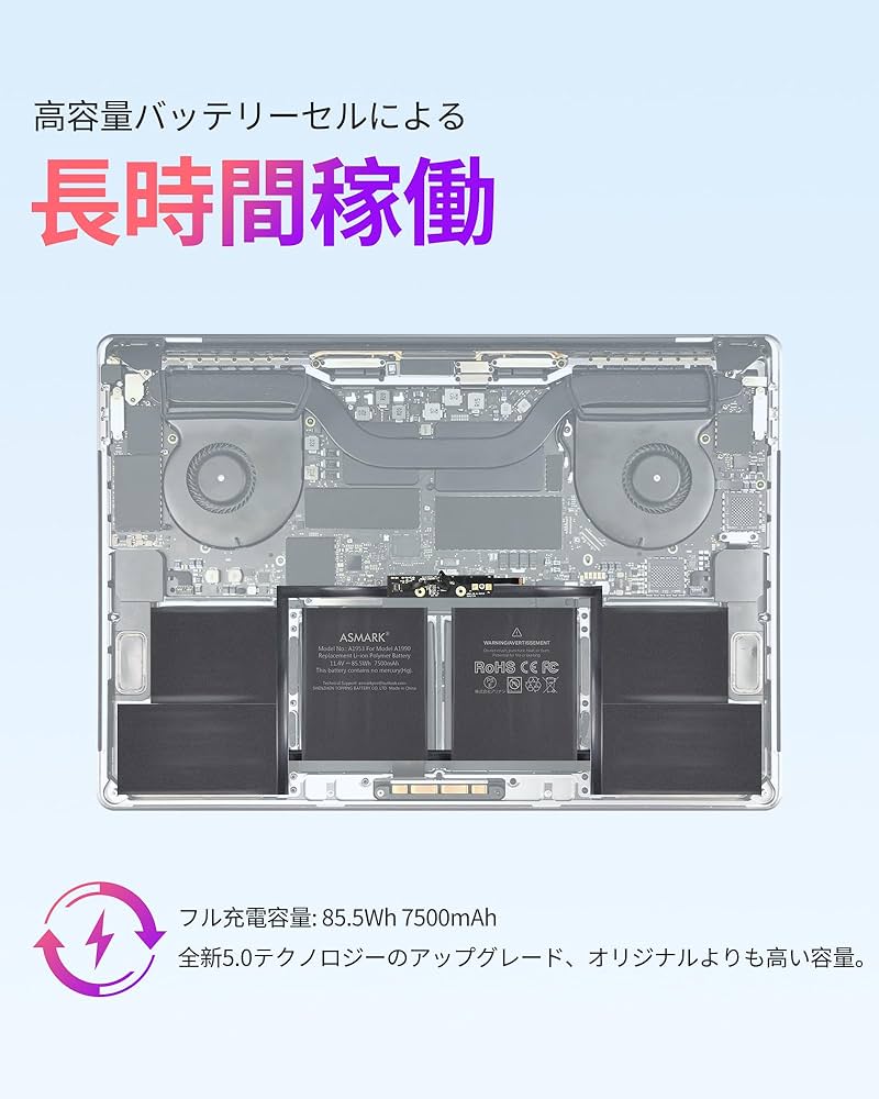 Amazon.co.jp: ASMARK Macbook Pro A1990 バッテリー 交換 適用 15