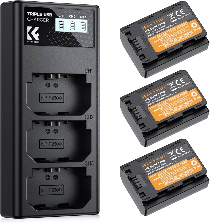 Amazon.com: K&F CONCEPT 3-Pack NP-FZ100 Battery and Upgraded LCD