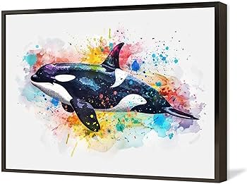 Amazon.co.jp: 絵画 シャチの水彩スプラッシュペイント アートパネル