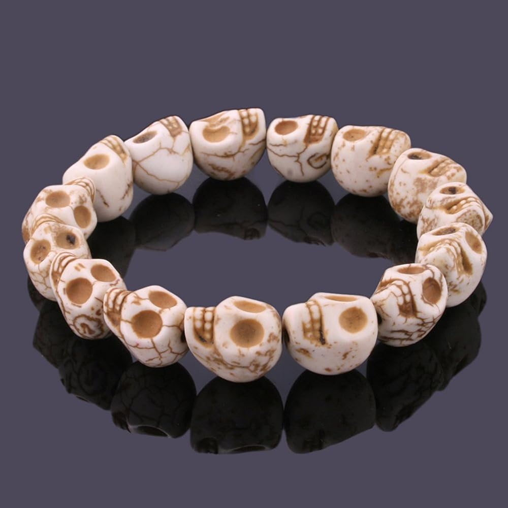 Amazon.co.jp: JEWELRIESHOP スカルブレスレット カラフル ハウライト