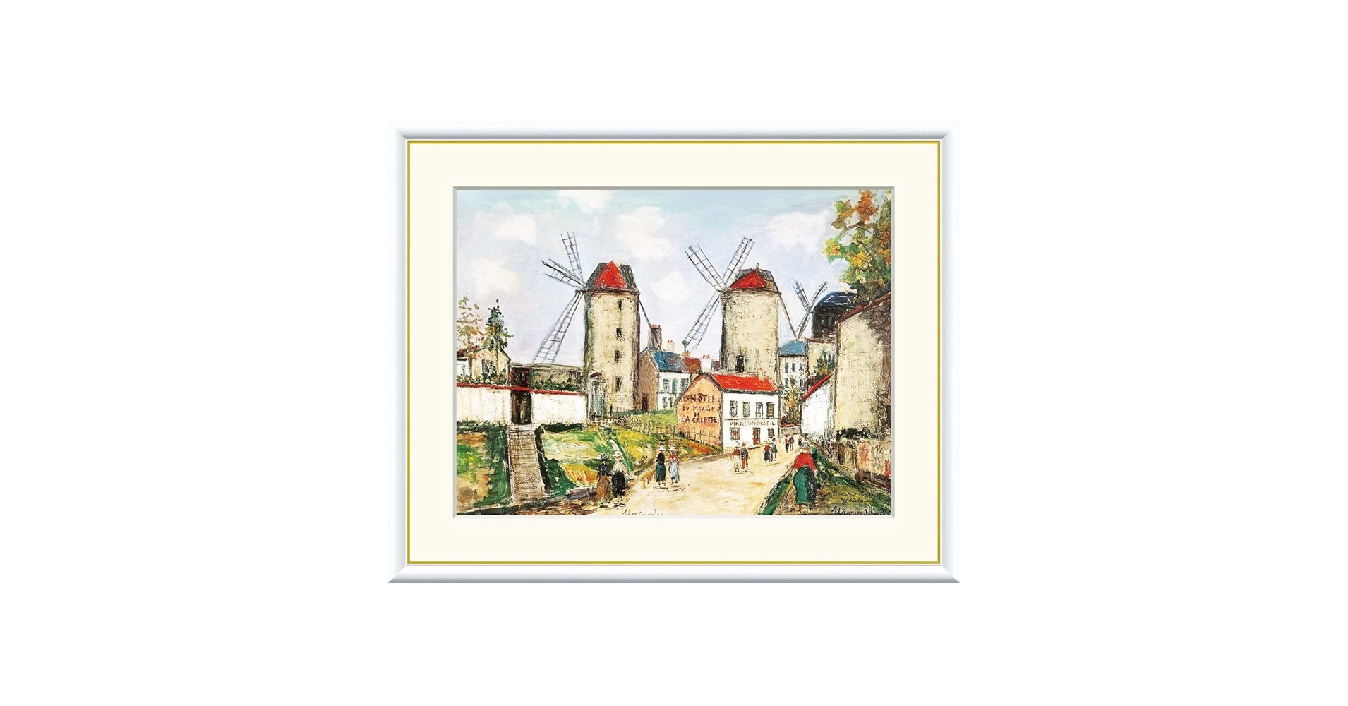 Maurice Utrillo ヨーロッパ風景画 風車の街 油彩画 額装付き Amazon