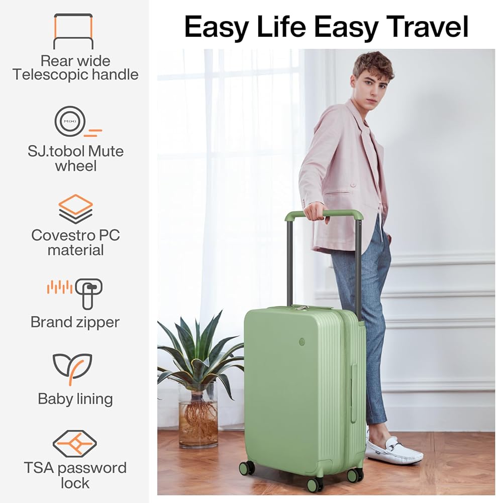 mixi Luggage Suitcases with Spinner Wheels, Upgrade Wide Handle PC