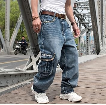 Amazon | [D.IIZOO] ビッグシルエット カーゴパンツ 無地 ジーンズ