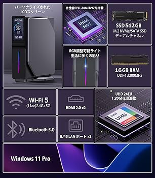 Amazon.co.jp: ミニpc 第12世代 n97【N150より速い】mini pc 4コア/4