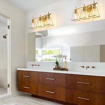 HAHZT Industrial Bathroom Vanity Lights: 3 Lights Brushed Gold