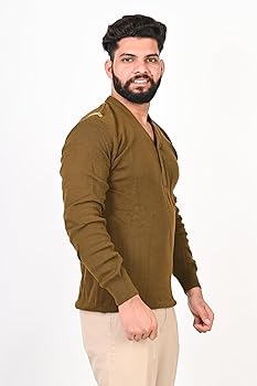 Buy Colorblock V Neck Khaki Knitted Sweater | Woolen Police/Army
