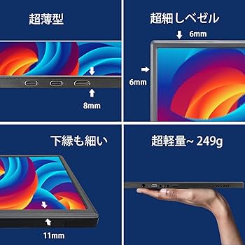 Amazon.co.jp: モバイルモニター 10.5インチ 薄型 超軽量250g モバイル
