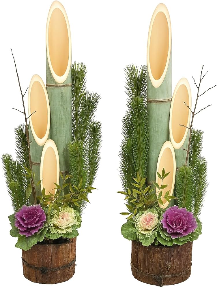 Amazon｜本格 門松 1対（2台セット） 高さ110cm 八寸 杉皮巻き 関西風