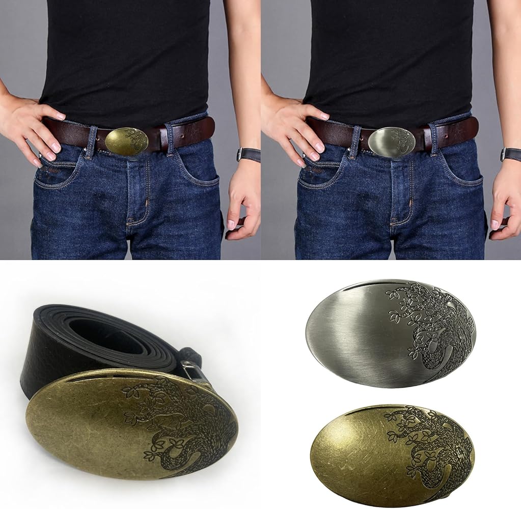 Amazon | [Jxubfte] 男性用のアンティーク彫刻パターン楕円形バックル