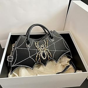 Anopo Women Spider Web Purse Novelty Bat Wing Shoulder Bag Unique