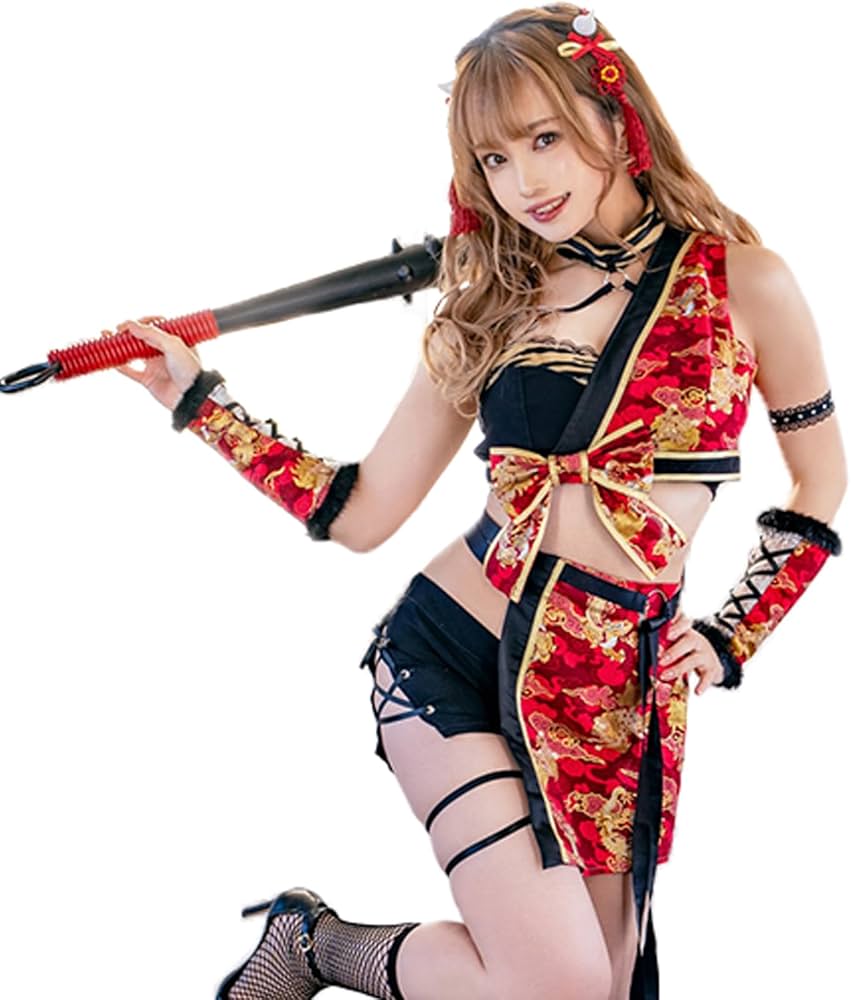 Amazon | 鬼 節分 和装 着物 赤 レッド ハロウィン コスプレ