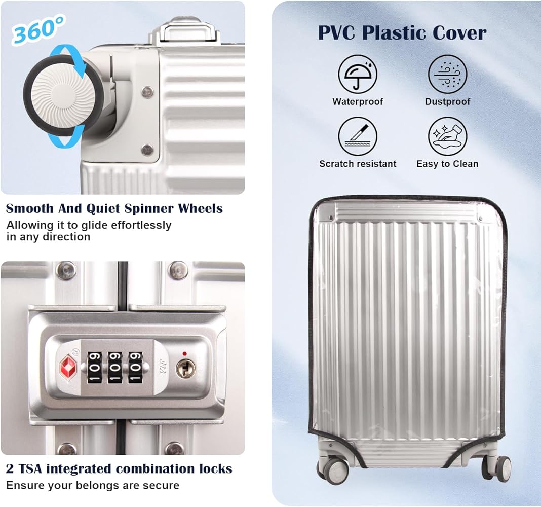 Amazon.com | DOMINOX All Aluminum Carry On Luggage Hard Shell