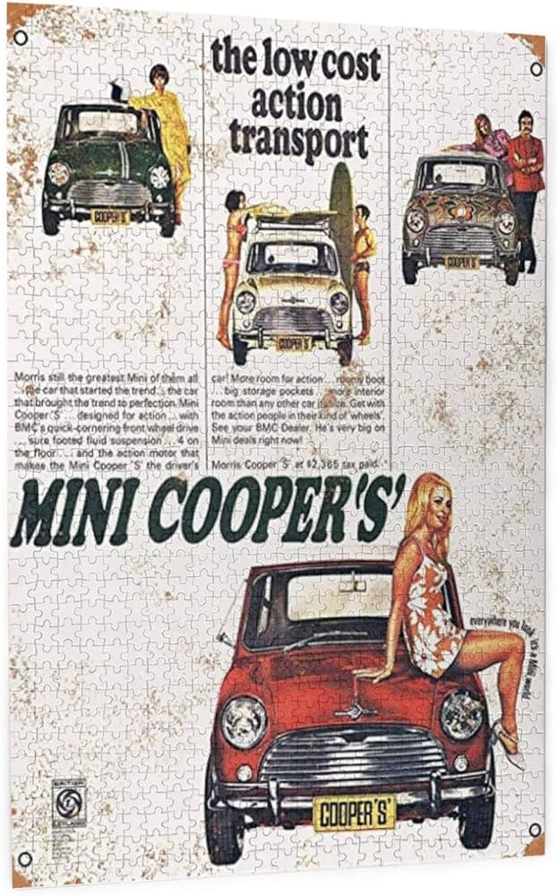 Amazon.co.jp: 1000ピース ジグソーパズル ミニクーパー金属壁サインレ