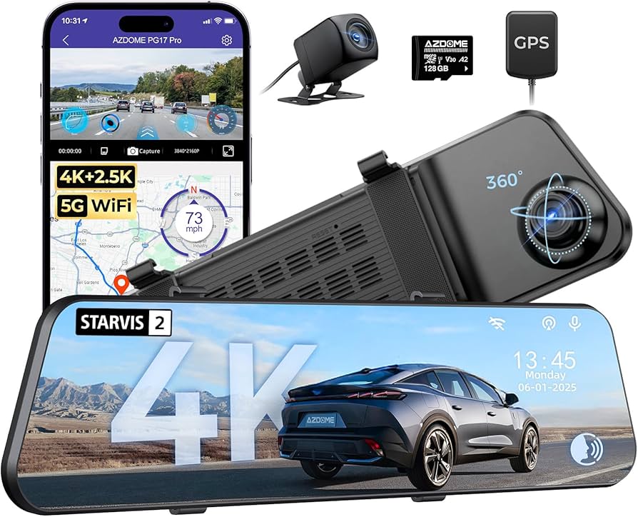 Amazon.com: AZDOME PG17 Pro STARVIS 2 Mirror Dash Cam Front and