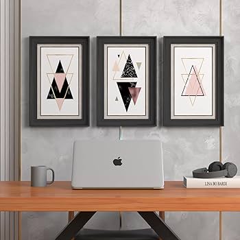 Amazon.co.jp: 三角形 幾何学 抽象画 アートパネル 3枚 飾り絵 北欧