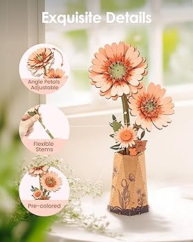 Amazon.com: ROBOTIME 3D Puzzle Light Orange Gerbera Daisy TW111