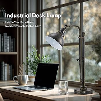 VONLUCE Rustic Desk Lamp Bronze Adjustable, Industrial Style Metal