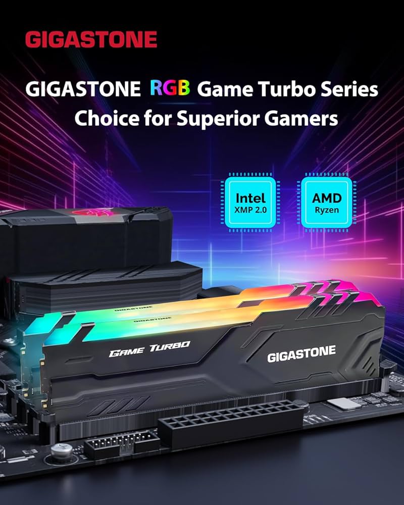 RGB DDR4 RAM】GIGASTONE Game TURBO 32GB Kit (2x16GB) DDR4 3200MHz