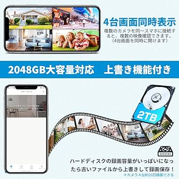 Amazon.co.jp: A-ZONE 防犯カメラセット 300万画素音声録画 暗視撮影