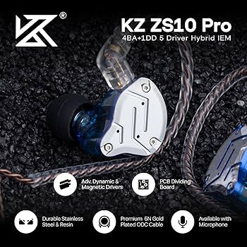 Amazon.com: Linsoul KZ ZS10 Pro, 4BA+1DD 5 Driver in Ear Monitor