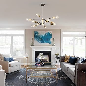 Sputnik Chandeliers Modern Black and Gold Chandeliers 10-Light Mid