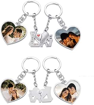 AllerPierce 2Pcs Matching Personalized Couples Keychains Custom